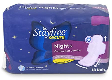 Stayfree Secure Night Cottony Soft Damenbinden (18 Stück)