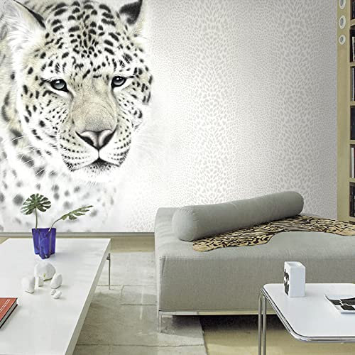 CILODO Photo Papier Peint Noir, blanc et léopard Papier Peint Peintures Murales 3D Personnalisées Photo Papier Peint Salon Décoration De La Maison 150cm×105cm(LxH)