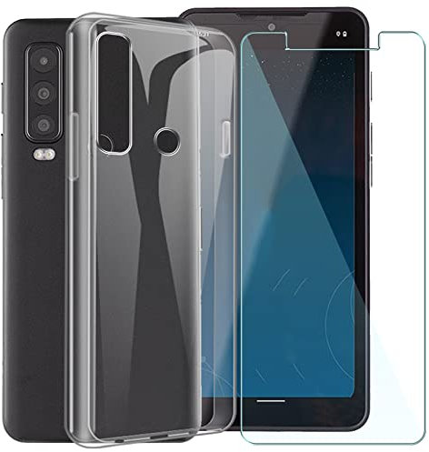 CAXKJE Handyhülle für Cat S75 (6.60 Zoll) Silikon Hülle + Gehärtetes Schutzfolie,Transparent Weiche Schutzhülle Bumper Case Handyhülle mit 9H Gehärtetes Glas Film - TM