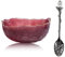 Soulnioi Crystal Salad Bowl with Gold Inlay - Multipurpose Fruit, Snack, Dessert Bowl - 16cm Purple with Coffee Spoon