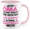 Großmutter Tasse mit Spruch, Liebe Oma ich habe versucht für dich das beste Geschenk zu finden Geschenkidee Omi Geburtstag Kaffee-Becher Kaffeetasse Witz Humor lustig