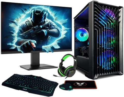 Fierce PC Gaming 24 Monitor Bundle - Intel Core i5 12400F 2.5-4.4GHz, GTX 1650 4GB, 16GB RAM 3200MHz, 1TB NVME M.2 SSD, Windows 11, Keyboard, Mouse, Headset