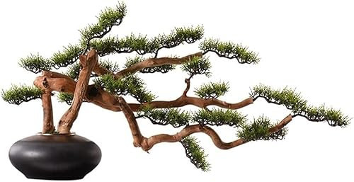 Künstliche Pflanzen, künstliche Pflanzen for den Innenbereich, Heimdekoration, chinesischer Stil, künstliche Silikon-Nadelblätter, Hochtemperatur-Keramik-Blumentöpfe, Wohnzimmer und Büro (Farbe: Grün)