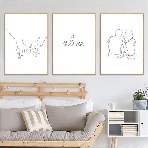 Trayosin 3-teiliges Premium Poster Set, Hand in Hand in Schwarz und Weiß, Moderne Wanddrucke Wandposter Bilder Wandbilder für Wohnzimmer und Schlafzimmer - ohne Bilderrahmen (50x70cm)