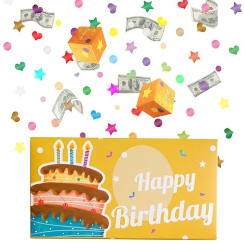 Hawflu 2024 Pop Up Geburtstagskarte mit Konfetti, Happy Birthday Überraschung Geschenkbox Explosion für Geld Geburtstag Explodierende Karten Überraschungsbox für Kinder Freunde Frau Liebhaber Mädchen