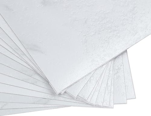 HarBin-Star PVC Bodenbelag, 24 Fliesen Selbstklebende Vinyl-Fliesen - Vinylboden - Grau - Marmoreffekt 60cm x 30cmx 1.3mm - Dicke 1.3 mm (Weiß)
