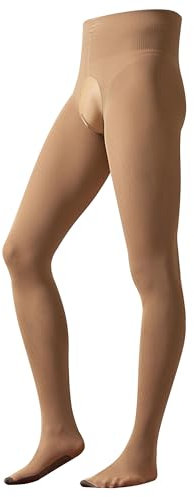 JanJean Herren Unterhosen Lang Sport Leggings Strumpfhosen Nylon Stretch Feinstrumpfhose Hoher Taille Pantyhose Unterwäsche Nackt A One Size