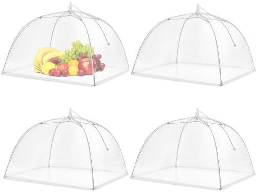 Food Covers, SPANLA 4 Pack Large and Tall Mesh Food Covers for Outside, 17x17 Pop-Up Food Tent Umbrella for Outdoors, Screen Food Net, Parties Picnics, BBQs, Reusable and Collapsible