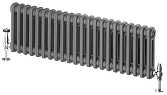 Go Bathrooms Utopia Grey Horizontal Radiator 400 x 1010mm Traditional Cast Iron Style 2 Column Anthracite Central Heating Living Room Radiator