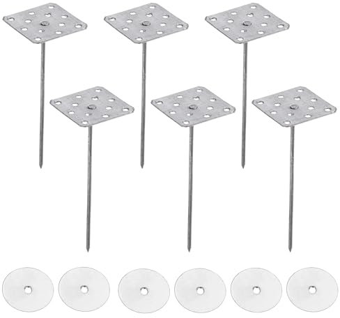 PATIKIL Clous d'Isolation Perforés de 4 Pouces avec Rondelles, Lot de 40 Clous Isolants en Aluminium pour Fixer des Panneaux en Mousse au Mur Ou au Plafond