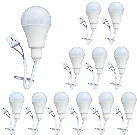 LUXULA 12er Set Renovierlampe - Baufassung mit Leuchtmittel und Steckklemme - 11W 1055lm - 4000K Neutralweiß - Renovierung Sanierung