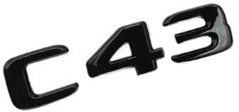 ALMVIS 3D ABS Chrom Schwarz C 43 Logo C43 Emblem Buchstaben Kofferraum Abzeichen Aufkleber Passend for Mercedes Benz C43 AMG W204 W205 Aufkleber Zubehör Auto-Logo-Aufkleber(Glossy Black)