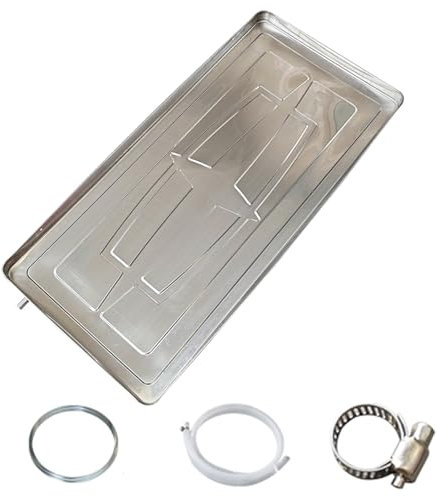 Bandeja de Goteo para Aire Acondicionado Bandeja de Condensados Aire Acondicionado Material de Acero Inoxidable Bandeja Recoge Agua Aire Acondicionado con Tubo de Drenaje(85 x 39cm)
