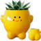 Evovee 5.5 Inches Yellow Happy Planter Smiling Plant Pot Face Funny Flower Ceramic Cute Faces Quirky House Plant Fun Succulent Pots Cactus Novelty Vase Cartoon Indoor Garden
