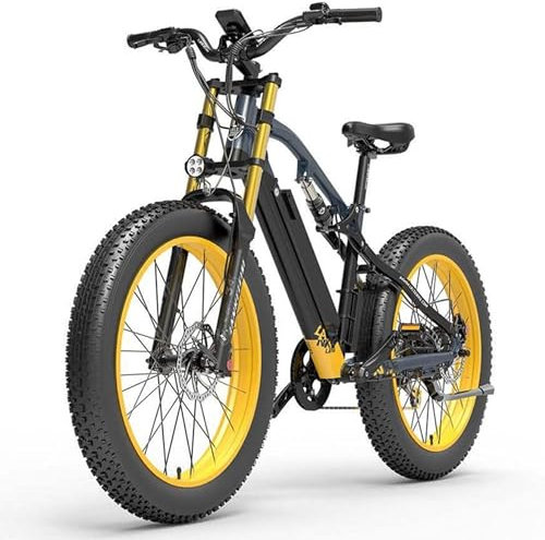LANKELEISI RV700 E-Bike Mountainbike 26 Zoll Vollfederung E-MTB Fatbike mit 48V 16Ah Wechselakku, Reichweite bis zu 130KM
