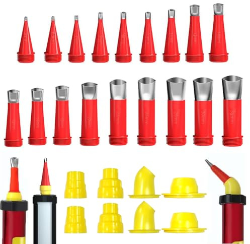 Ruayia Silikon Düsen Kit 26 Stück, Universal Integrierte Silikon zum Abdichten Silikondüsen Kartuschenspitzen Gummidüse Werkzeug Kit - 26 Stück