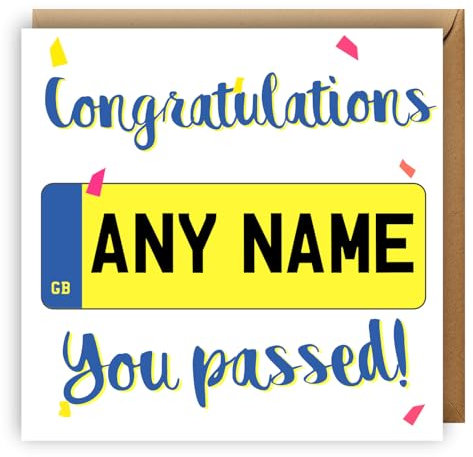 Personalised Passed Driving Test Card, Custom License Plate Congratulations, New Driver Gift, Driving Test Cards, Gift for New Driver, Learner Driver, Driving Lesson, Personalised Number Plate