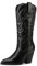 QUEEN HELENA Camperos Stivali con Tacco Stivaletti Texani Donna W306 (Nero, Sistema Taglie Calzature EU, Adulto, Donna, Numero, Media, 37)