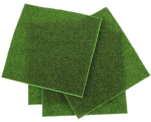 Garneck Artificial Grass Tiles 4pcs 15x15CM - Fake Grass for Crafts and Miniature Gardens - Synthetic Turf Pad for Fairy Garden Decoration Lifelike Green Artificial Plants for Outdoor Use