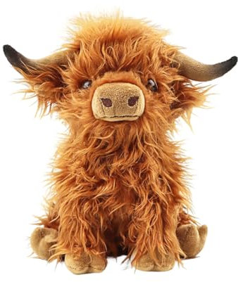 ZOOMPIL Hochlandkuh Plüschtier, 25cm Hochlandkuh Stofftiere, Stofftier Figur Spielzeug Rind, Kuschel Langhaar Stier SpielzeugSpielzeugpuppe Plüschtier für Kind