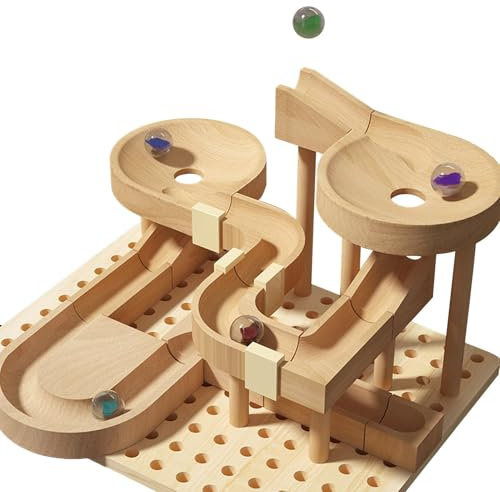 Marble Run Track, Brain Teaser Roller Coaster Model, 8.86x6.5 inches Building Blocks Construction Set, Creative Engineering Puzzle Toy, Fun Learning Activity for Kids and Adults