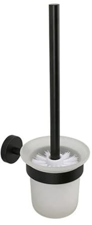 GLigeT Escobilla Cepillo de cerdas de plástico for Montaje en Pared, cepillos de Inodoro con Juego de Soporte de Acero Inoxidable, for baño en el Piso Escobilla de Baño(Negro)