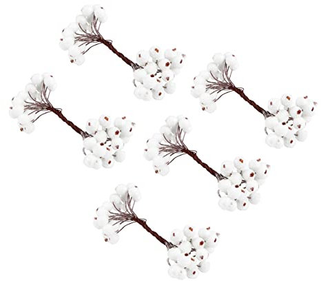 VICASKY Ghirlanda Di Bacche Bianche Di Agrifoglio Artificiale Per Decorazioni Natalizie - Set Di 1-5 Pezzi Per Rami e Alberi Di Natale