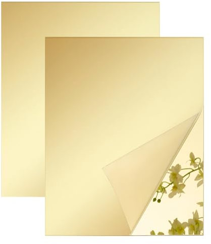 FINGERINSPIRE 2 placas acrílicas de espejo dorado de 25 x 20 cm, 3 mm de grosor, no vidrio, reflectante, para cortar por láser, manualidades y decoración del hogar