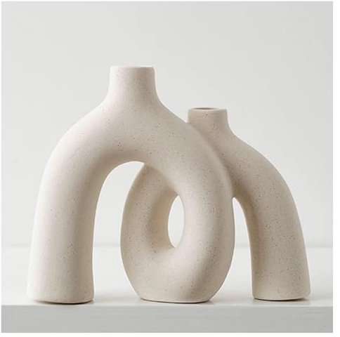 Vases en céramique blanc crème de style bohème pour fleurs, ensemble de vases décoratifs pour salon, table à manger, console de couloir et cheminée, décoration moderne pour étagères
