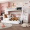 Fppuueg Litera de 90x200 y 140x200 con Pizarras y Cajones, Litera Infantil con Barandillas de Protección contra Caídas y Escaleras de Almacenaje, Cama Litera Matrimonio, Blanco, Sin Colchon