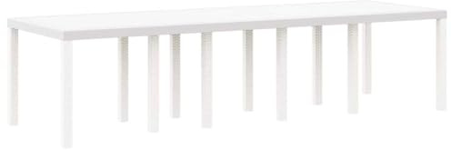 Makastle Ausziehbarer Gartentisch, Rechteckiger Terrassentisch mit Metallrahmen für Balkon, Terrasse, Hinterhof, Wasserdicht, 300x100x73 cm Weiß Poly-Rattan
