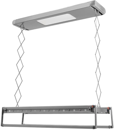 WAPHOERTE Elektrischer Wäschetrockner mit Beleuchtung, Heizbarer Deckenmontage-Wäscheständer, Decken-Trockner mit Fernbedienung, maximale Tragfähigkeit 35 kg