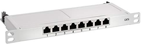 TPFNet Cat.6 Patchfeld 8 Port 8x RJ45 Buchse 10 Zoll 0,5HE Geschirmt Grau