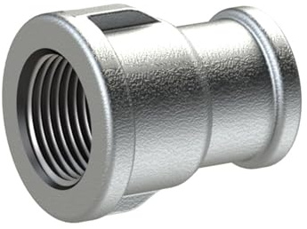 RIEGLER 113025-TFM 240-1214 Muffen 240, IG/IG, Rp 1/2, Rp 1/4, schw. Temperguss feuerverz., 1Stk
