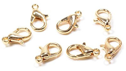 Vintageparts Karabiner 14K echtgold beschichtet 12 mm 4 Stück DIY-Schmuck Karabinerverschluss Verschluss Kettenzubehör Kettenverschluss