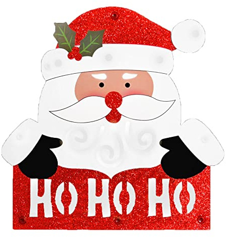 Christmas Battery Operated Glitter Hanging LED Sign - Santa Ho Ho Ho