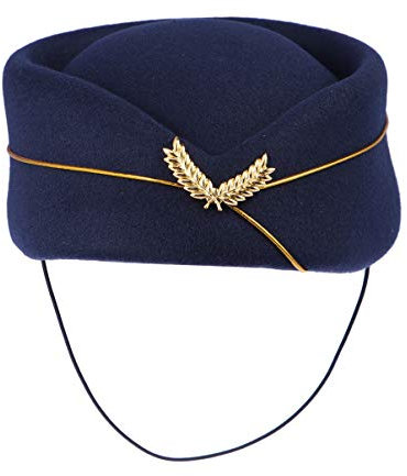 Stewardess Hut Flugbegleiterin Kostü ütze Wollfilz - Größe (Dunkelblau)