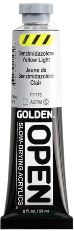 GOLDEN OPEN Slow-Drying Acrylics, Benzimidazolone Yellow Light, 2 fl. oz.