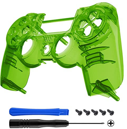eXtremeRate Transparent Crystal Clear Green Front Housing Shell Faceplate Cover for Playstation 4 PS4 Slim PS4 Pro Controller (CUH-ZCT2 JDM-040 JDM-050 JDM-055)