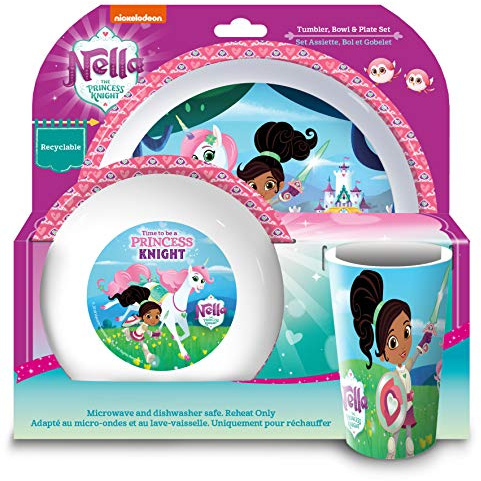Nella the Princess Knight Tumbler, Bowl and Plate Set, 3 Piece