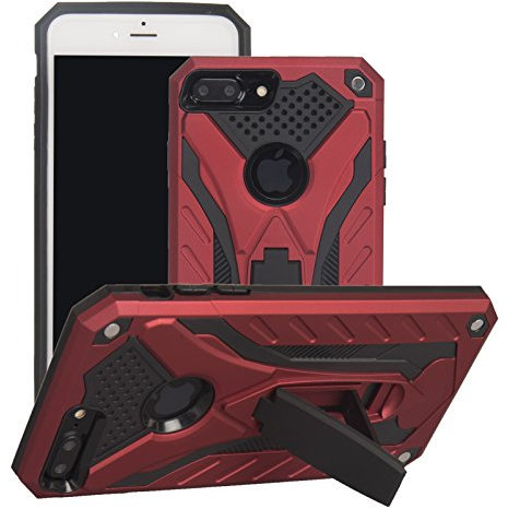 MILAN NICE Phone Case for iPhone 7 Plus/8 Plus Heavy Duty Protective Hard Cover Shockproof Certified with Drop Tested with Smartphone Kickstand (Red)