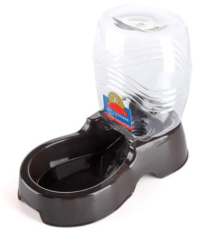 Flexzion Pet Water Dispenser Station, Black (3/8 Gallon) Auto Replenish Gravity Waterer Drinking Fountain Bottle Bowl Dish Portable Stand for Small Dog Cat Animal