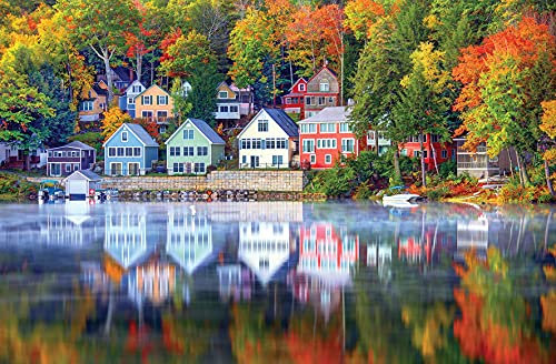 Nyfdy Wooden Jigsaw Puzzle - 1000 Pieces Puzzles for Adults - 30 x 20 Inches Landscape Puzzle (New England Autumn Lake)