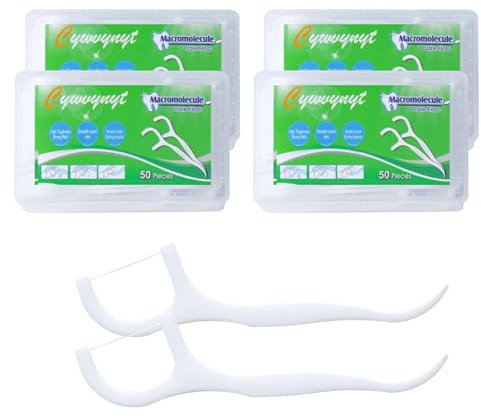 Zahnseide Sticks 200 Stück Zahnseide Stick mit Zahnstocher Halter, Zahn Draht/Zahnpflege Interdental Flossers mit Y-Form Design, Disposable Zahnseidensticks/Zahnreiniger Sticks