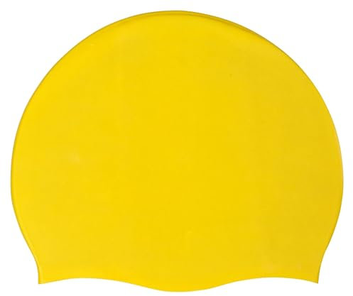Blue Reef Bonnet de bain en silicone extensible unisexe pour homme et femme - Sans marque - Couleurs pastel fluo foncées - Taille unique pour adultes de 8 ans et plus - Facile à enfiler - Jaune