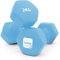 KAYMAN Neoprene Dumbbell Pair with Anti-Slip Grip, Hex Edges, Water-Resistant Surface & Free Workout Poster Guide - Weight Set for Home, Gym & Fitness Training Equipment - Unisex (2kg - Light Blue)