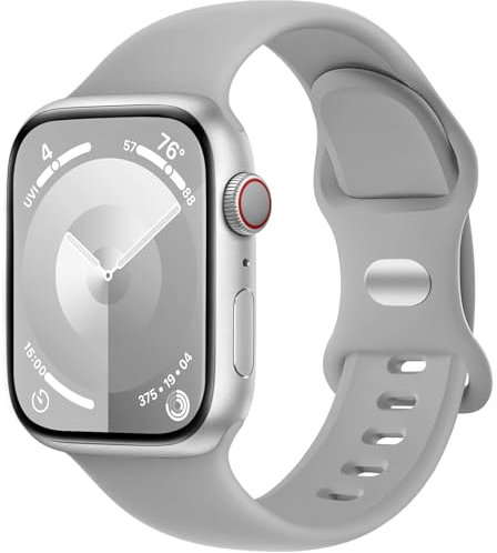 Charlam Compatibile con Cinturino Apple Watch 38mm 40mm 41mm per Donna Uomo, Cinturini in Silicone Sportivo Compatibile con iWatch SE Series 8 7 6 5 4 3 2 1, 38mm/40mm/41mm, Grigio