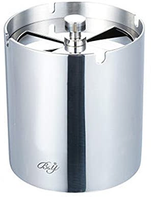 EUYIMOMO Ashtray,Stainless Steel Rotating Ashtray with lid, Sealed Office and Home Coffee Table European Style Smoke Cup-heightened Sanding