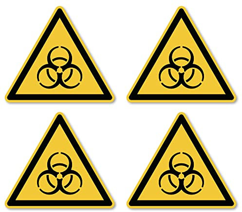 Warnung vor Biogefährdung: W009 - DIN EN ISO 7010 / ASR A1.3 - Aufkleber: 10 cm, 4 Stück