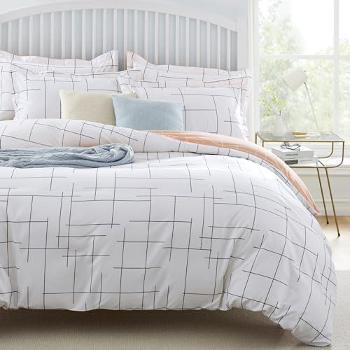 MOONLIGHT20015 King Size Duvet Cover Sets Soft Printed Luxury Bedding Set Brushed Microfiber Duvet Covers with Pillowcases (Tile Pattern 230x220 CM)